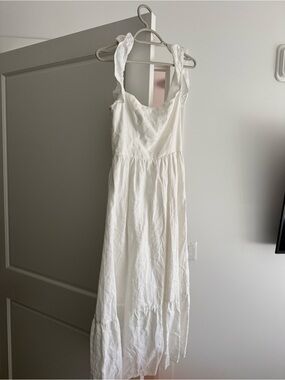 Reformation White Ruffled Strap Maxi Dress